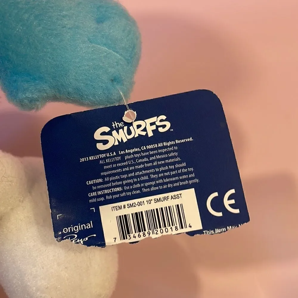 SMURF The Smurfs 11" Plush 2013 Kelly Toys NWT Excellent Condition Blue & White - Picture 6 of 9